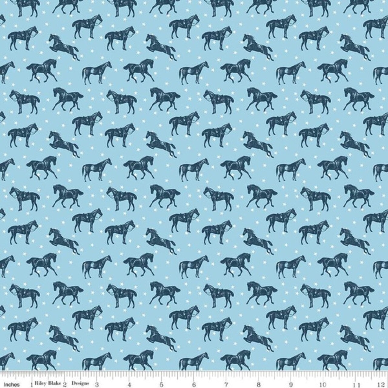 Horses in Sky (c16391-sky) | Bluegrass Charm | Melissa Mortenson | Riley Blake